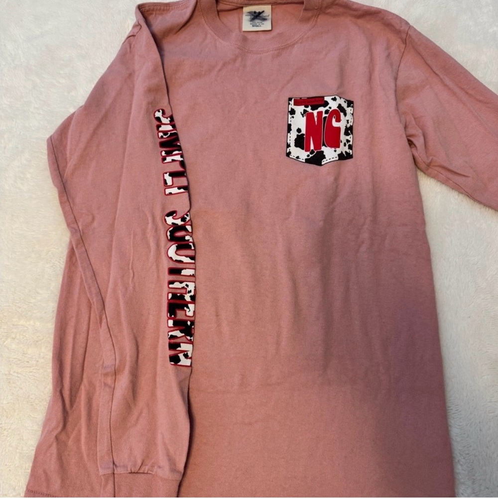 Simply Southern Pink Long Sleeve Tee with Graphic Pocket